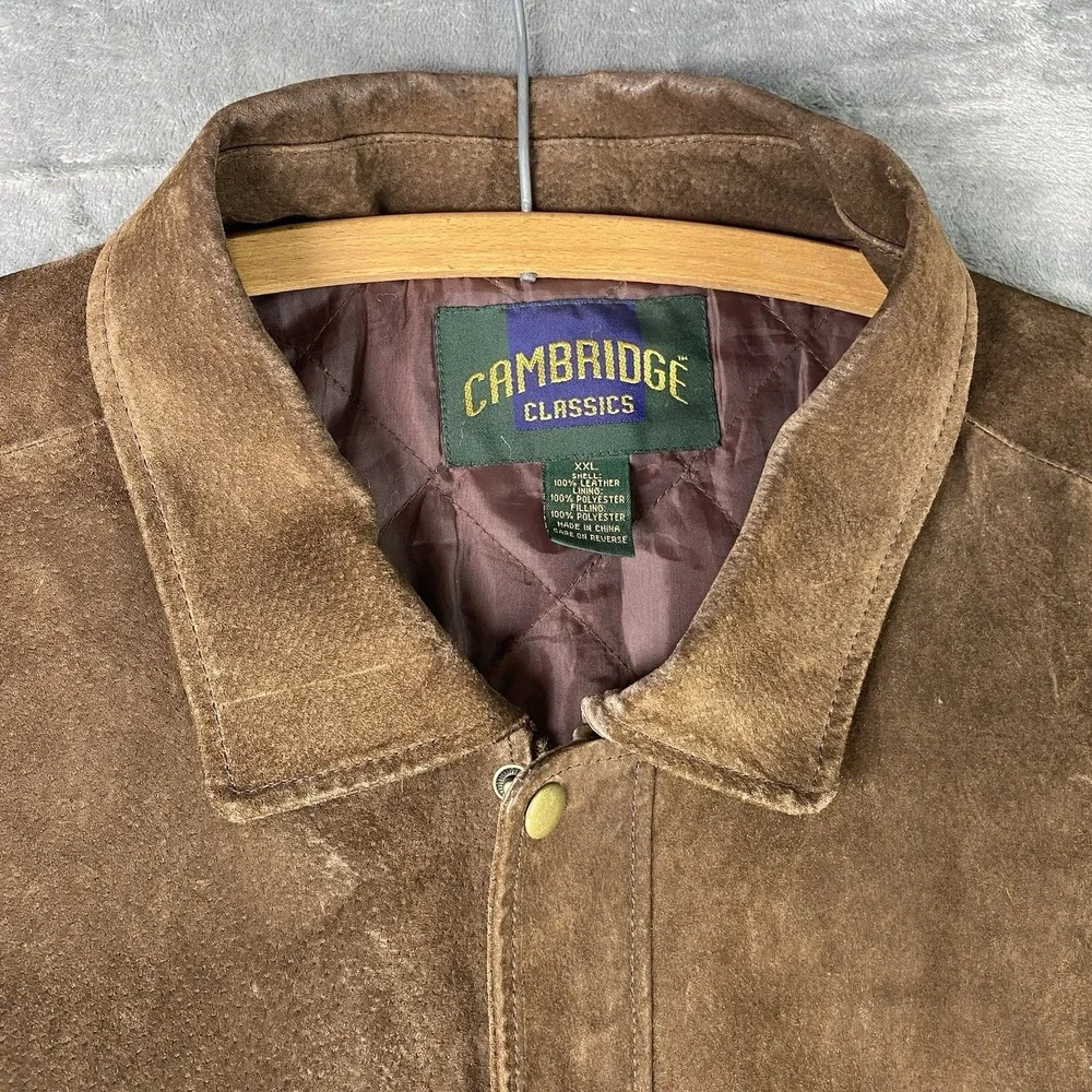 Vintage Cambridge Classics Jacket Mens Size XXL Brown Suede Leather Bomber 90s